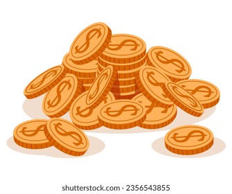 Gold coin money cash pile stack concept. Vector flat graphic design illustration
