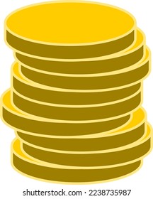 Gold Coin Money or Cryptocurrency Stapled Token Symbol Icon. Vector Image.