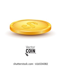 Gold coin. Money isolated on a white background. Vector illustration.