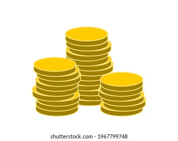 Gold Coin Money Profit or Cryptocurrency Token Icon Set. Vector Image.