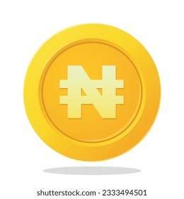 Gold coin with Nigerian Naira sign. Nigeria Currency symbol. Financial items.