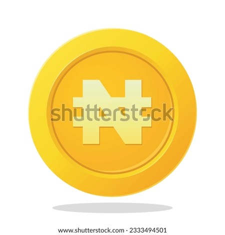 Gold coin with Nigerian Naira sign. Nigeria Currency symbol. Financial items.