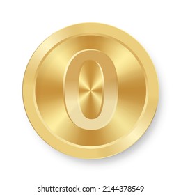 Moneda de oro con número cero Concepto de icono de Internet