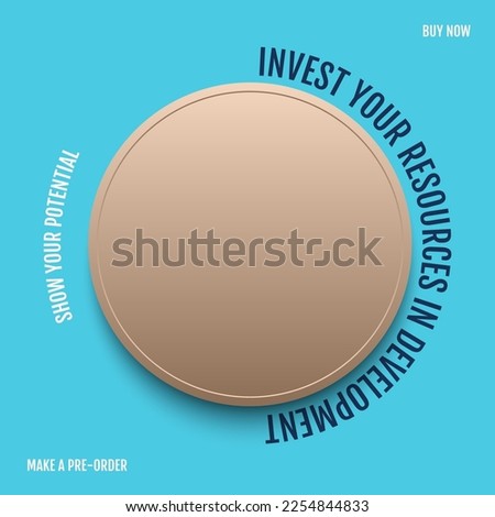 Gold coin on a blue background, vector illustration. Volume model of money business success and achievement of goals