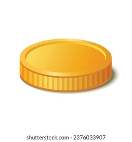 Gold Coin on White Background. Vector