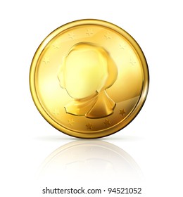 Moneda de oro en blanco, vector