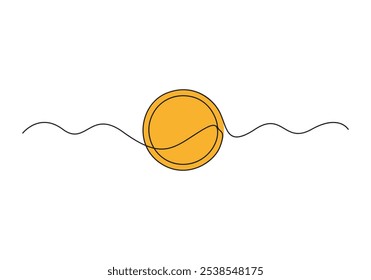 Moneda de oro un dibujo de línea continua. Moneda de arte de una sola línea. Ilustración vectorial