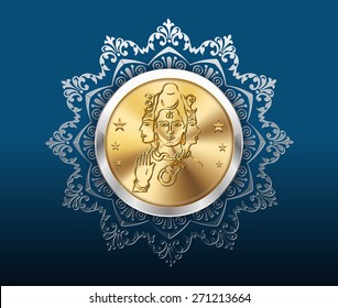 goldene Münze und Muster Hintergrund, goldene Münzen mit Shiv - Vektor eps10