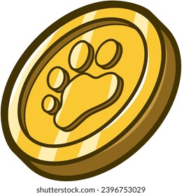 gold coin pet stamp emote illustration