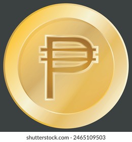 Gold coin with the Philippine peso symbol on it