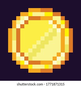 Gold coin pixel art. Vector illustration.