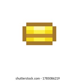 Gold coin pixel art. Vector illustration.