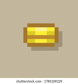 Gold coin pixel art. Vector illustration.