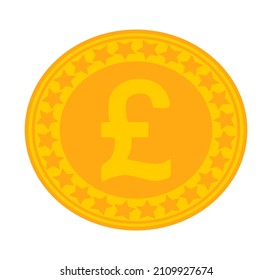 Gold coin with the pound sign, the currency of Great Britain