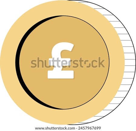 Gold coin with pound sterling flat icon sign. Currency strengthening and increasing of exchange rate. 
