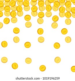 Gold Coin With Pound Sterling Sign. Vector Illustration Isolated On White BackgroundCasino Cash Prize Money Rain Jackpot.Template Design Of Income And Profits. Business And Money Concept.