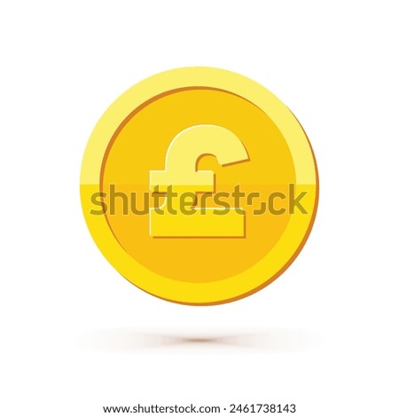 Gold coin with pound sterling sign vector illustration isolated on white background. Business and finance concept design element.