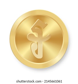 Gold coin of Riel Concept of internet web currency