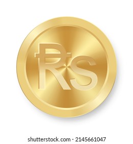 Gold coin of rupee Concept of internet web currency