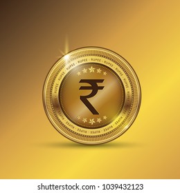 Gold coin with Rupee sign