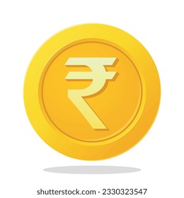 Gold coin with rupee sign. Indian Currency symbol. Financial items.