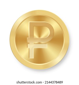 Gold coin of russian ruble Concept of internet currency