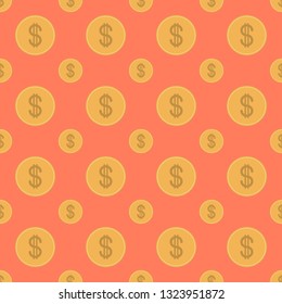 Gold coin seamless pattern. Vector illustration. 