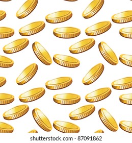 Gold coin seamless pattern, wealth background.