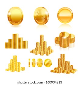 Gold coin set. Vector