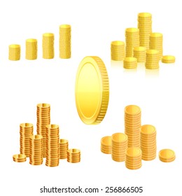 Gold coin set. Vector