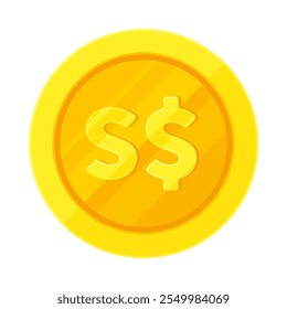 Moeda de ouro com símbolo de dólar de Singapura (S$). Economia, finanças, investimento, lucro, dinheiro, conceito de moeda SGD. Ilustração de vetor plano isolada no plano de fundo branco