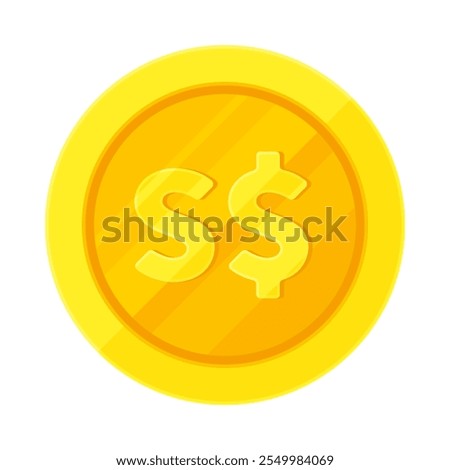 Gold coin with Singapore dollar sign (S$). Economy, finance, investment, profit, money, SGD currency concept. Flat vector illustration isolated on white background