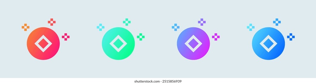 Gold coin solid icon in gradient colors. Wealth signs vector illustration.