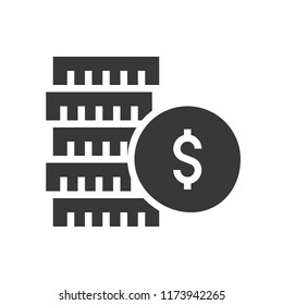 gold coin and stack of coins, bank and financial related icon, glyph design