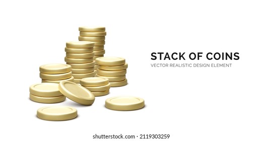 Gold coin stack. Heap of coins wealth concept. Business and investment vector illustration