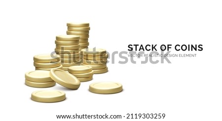 Gold coin stack. Heap of coins wealth concept. Business and investment vector illustration