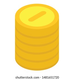 Gold coin stack icon. Isometric of gold coin stack vector icon for web design isolated on white background
