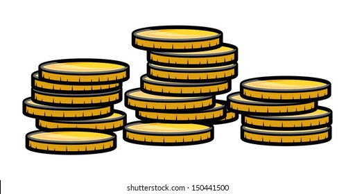 Gold Coin Stack - Vector Illustration