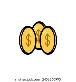 gold coin stand vector illustration