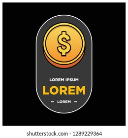 Gold Coin Sticker Badge with Dollar Sign