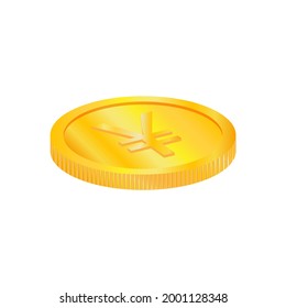 A gold coin is a symbol of financial well-being and stability on a white background. A vector image.
