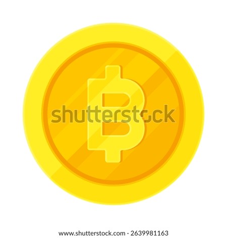 Gold coin with Thai baht sign (฿). Economy, finance, investment, profit, money, THB currency concept. Flat vector illustration isolated on white background