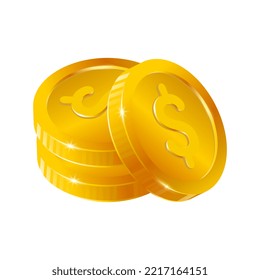 gold coin vector 3d illustration