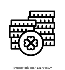Gold coin vector, Feast of Saint Patrick line style icon