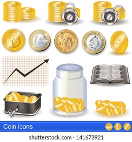 Gold coin vector icons