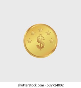 Gold coin. Vector illustration isolated on white background