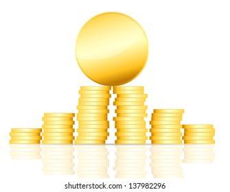 gold coin vector illustration on white