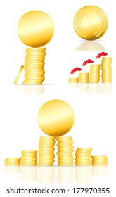 gold coin vector illustration on white