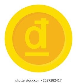 Gold coin with vietnamese dong symbol on it. Flat vector icon for mobile apps, UI or web design