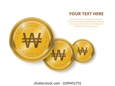 Gold coin with Won sign